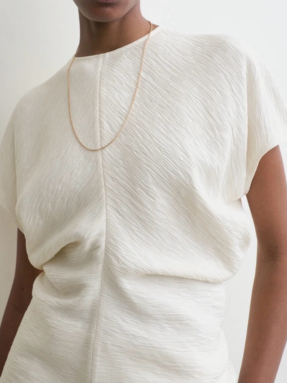 Toteme Cream Slouch waist crinkled top